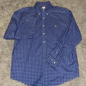 Brooks Brothers Gold Golden Fleece Blue White non iron cotton original polo L